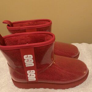 UGG Classic Mini Waterproof Boots Women Size 8 Clear Samba Red New #1113190